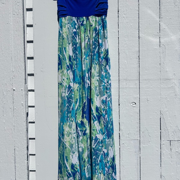 Apple Bottoms Blue and Green Women's Maxi Dress - Picture 1 of 5